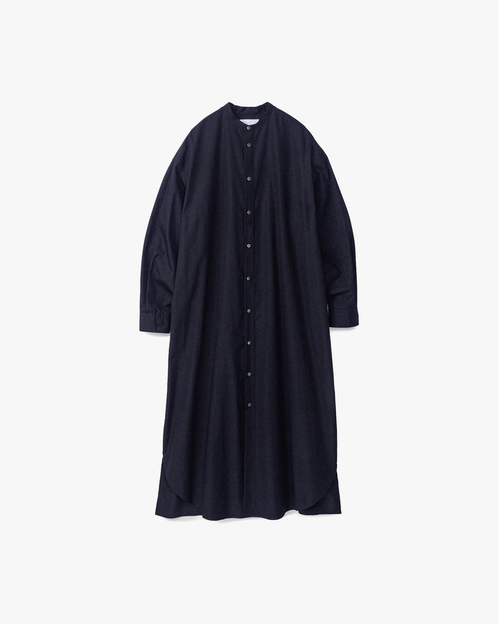 High Count Broad Oversized Band Collar Shirt Dress