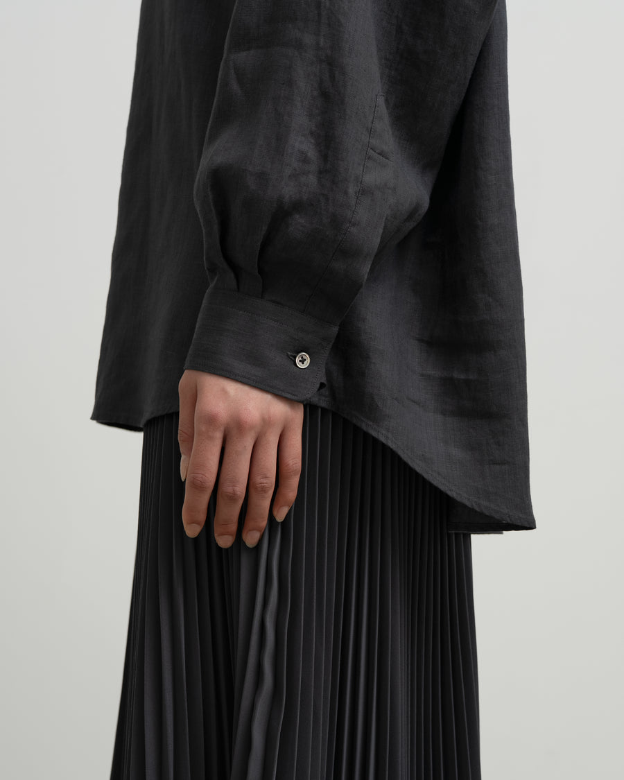 Linen L/S Oversized Band Collar Shirt – Graphpaper