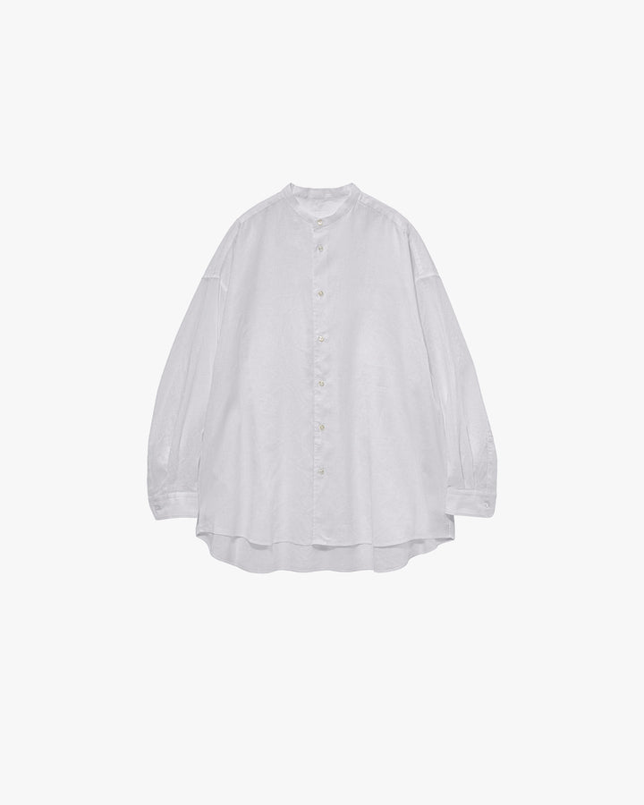 Linen L/S Oversized Band Collar Shirt