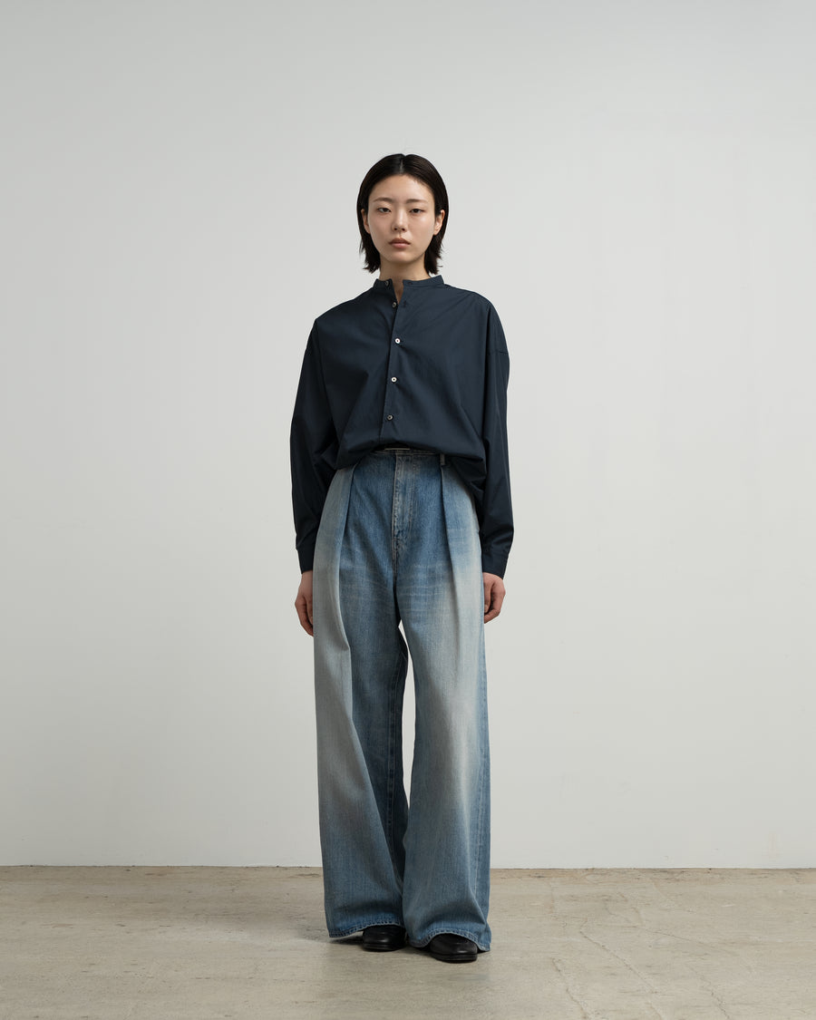 グラフペーパー Broad Oversized Band CollarShirt Broad L/S Oversized Band Collar Shirt – Graphpaper