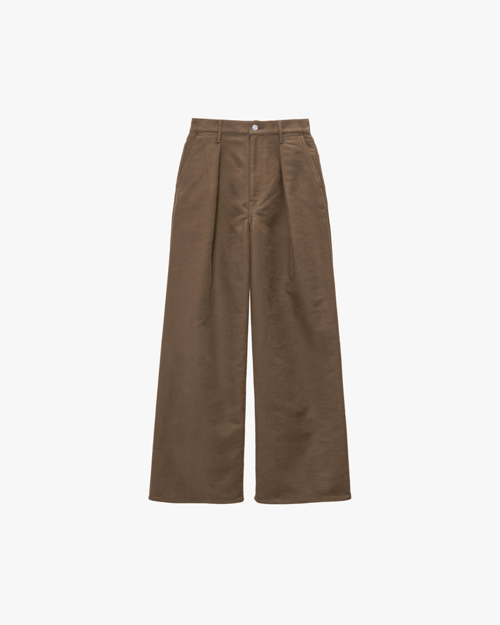 Cotton Double Serge Two Tuck Wide Pants
