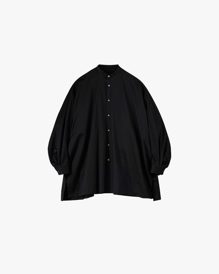 Silicon Poplin Deep Slit Band Collar Shirt