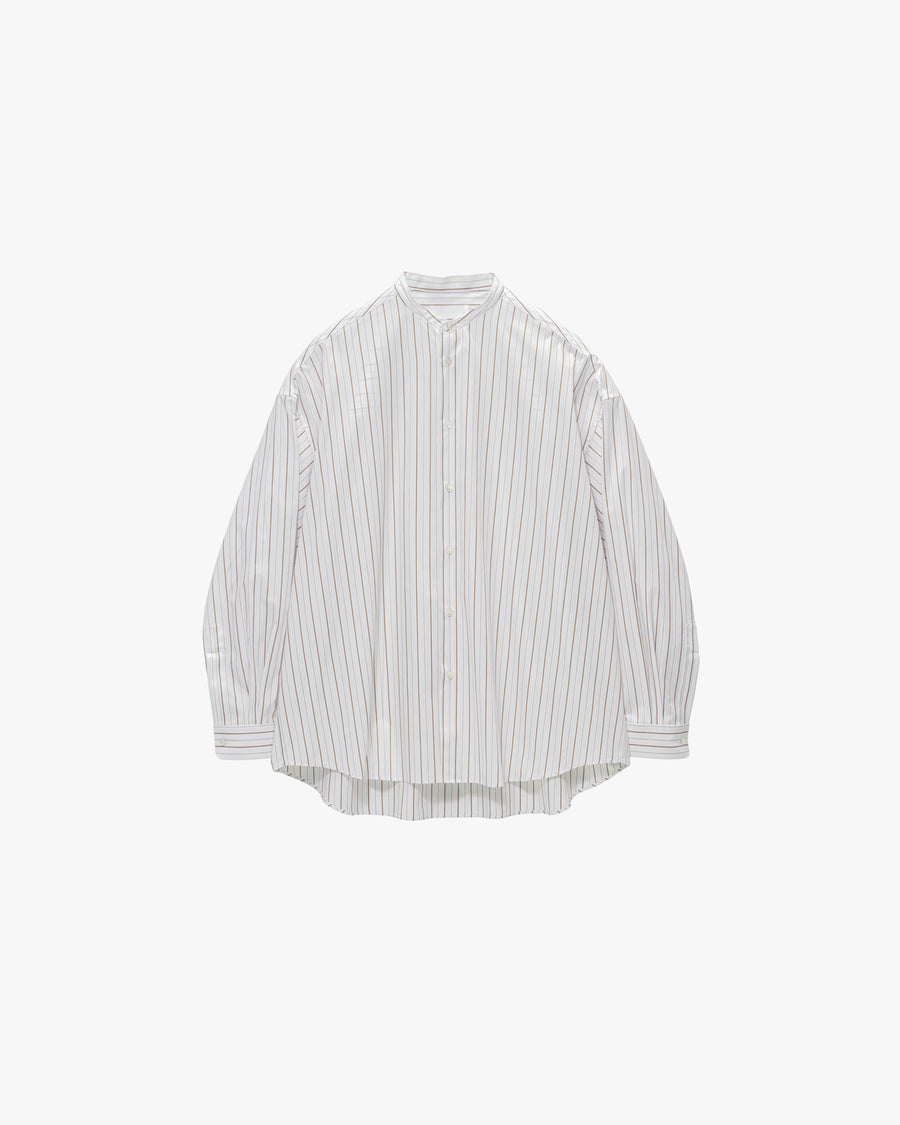 SIDOGRAS Brown Stripe Oversized Band Collar Shirt – Graphpaper