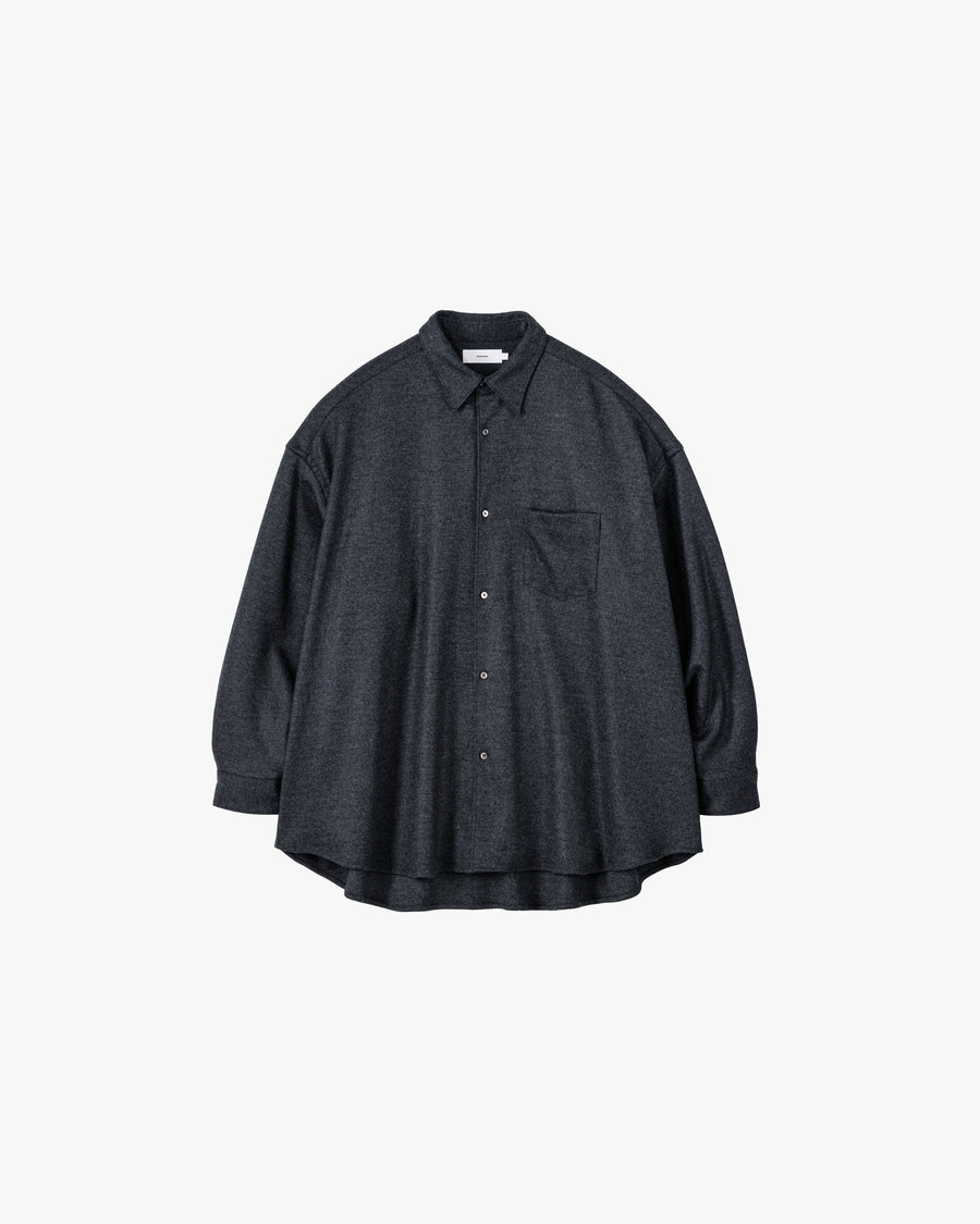 Wool Smooth Flannel Oversized Regular Collar Shirt