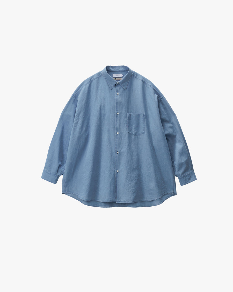 SIDOGRAS Indigo Poplin L/S Oversized Regular Collar Shirt