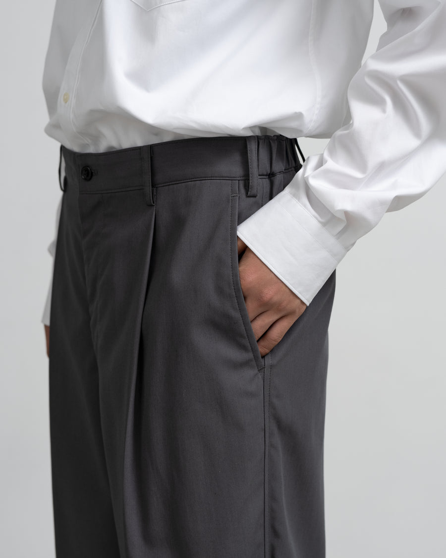 Wooly Cotton Twill Wide Tapered Slacks