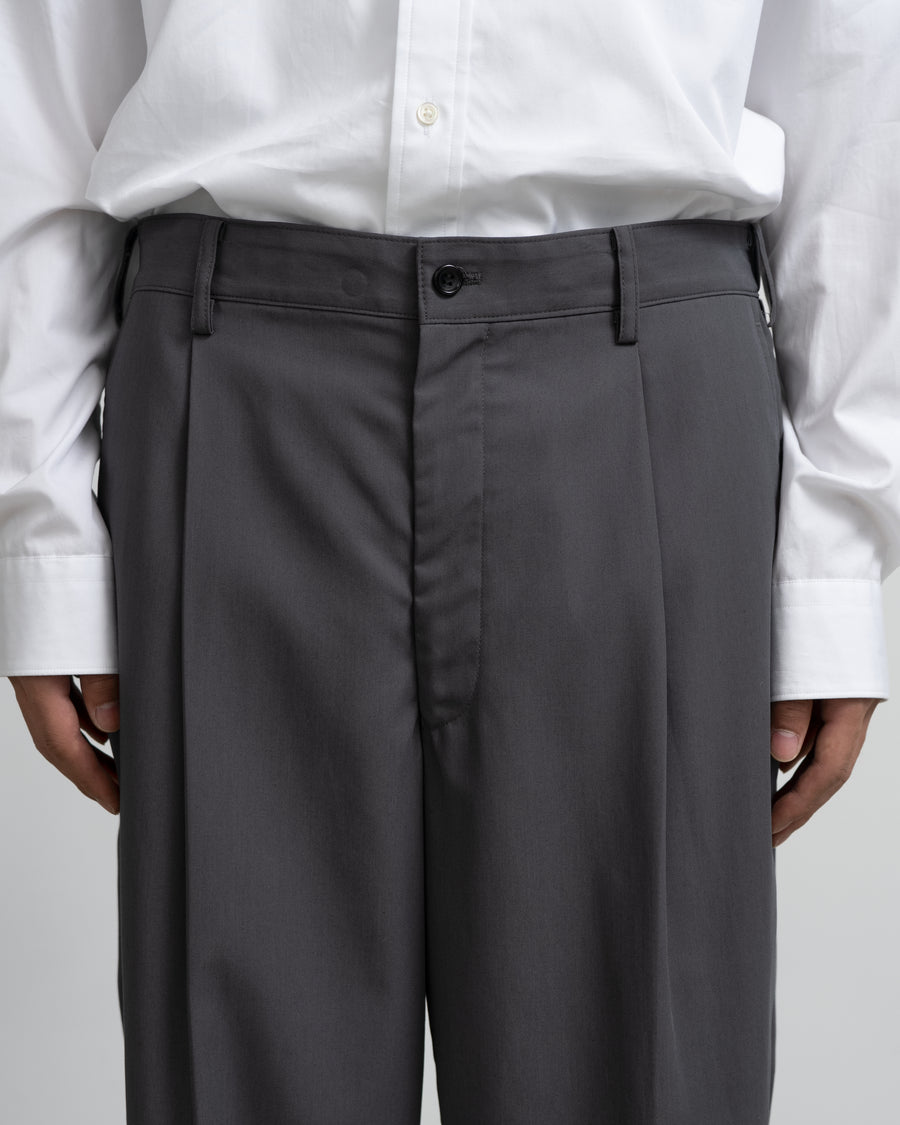 Wooly Cotton Twill Wide Tapered Slacks