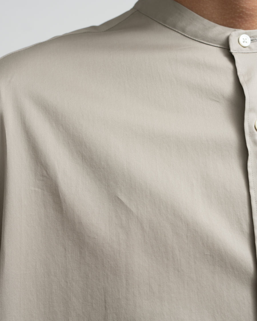 Silicon Poplin Oversized Band Collar Shirt