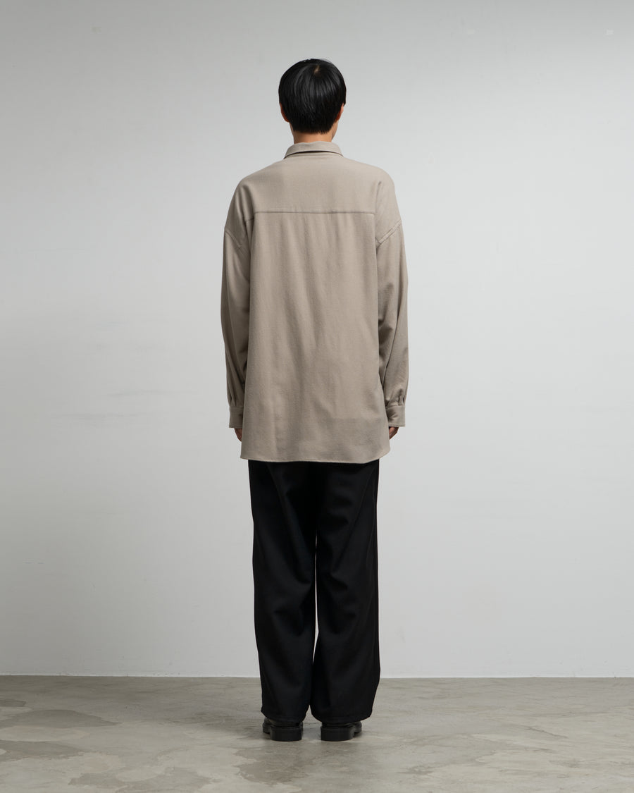 Extra Fine Wool Viyella Oversized Regular Collar Shirt