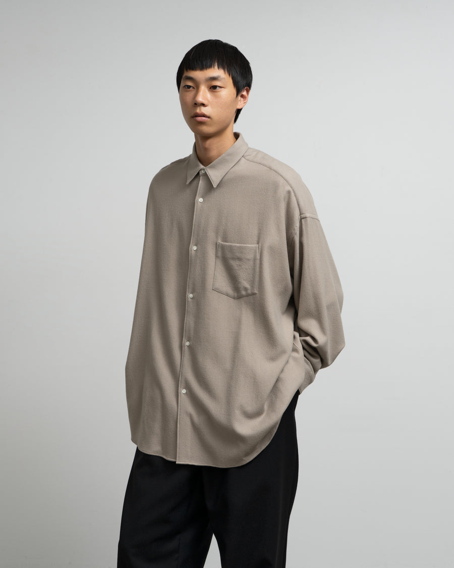 Extra Fine Wool Viyella Oversized Regular Collar Shirt