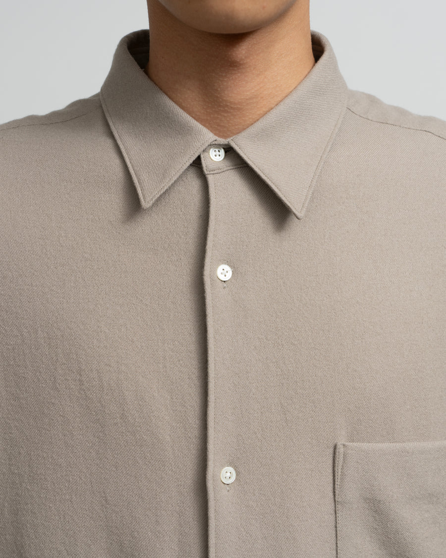 Extra Fine Wool Viyella Oversized Regular Collar Shirt