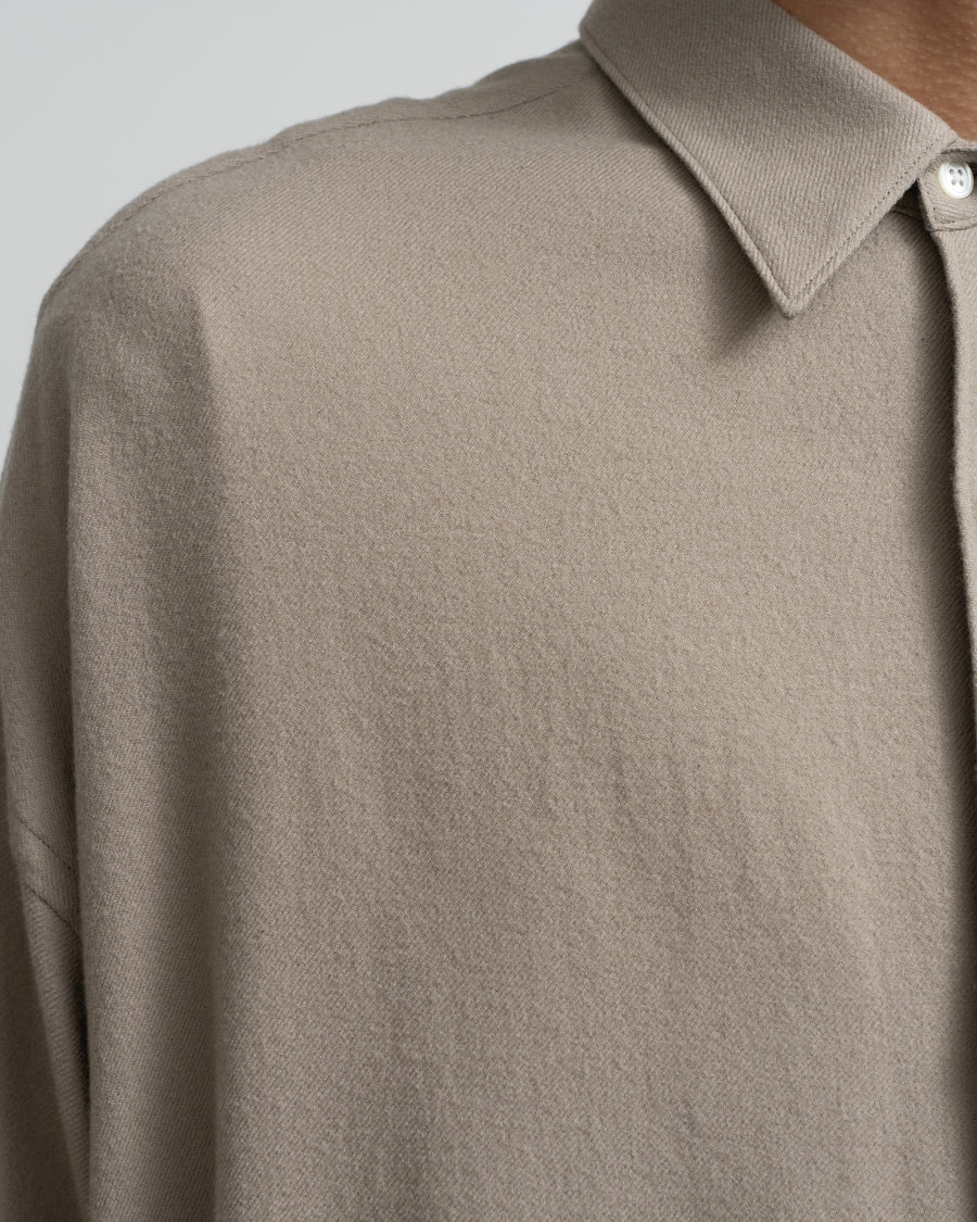 Extra Fine Wool Viyella Oversized Regular Collar Shirt