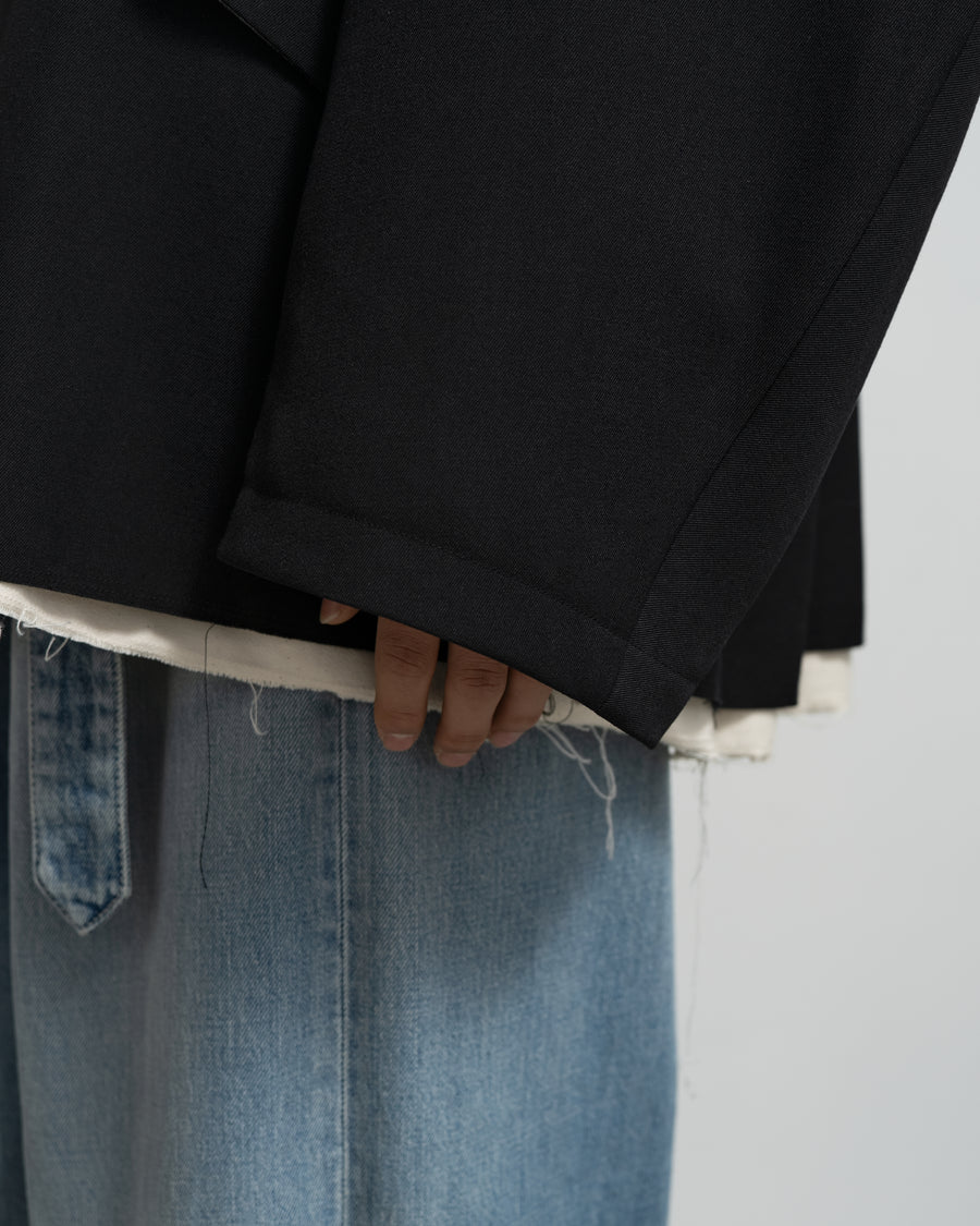 CF.GP Back Satin Gabardine Bal Collar Coat