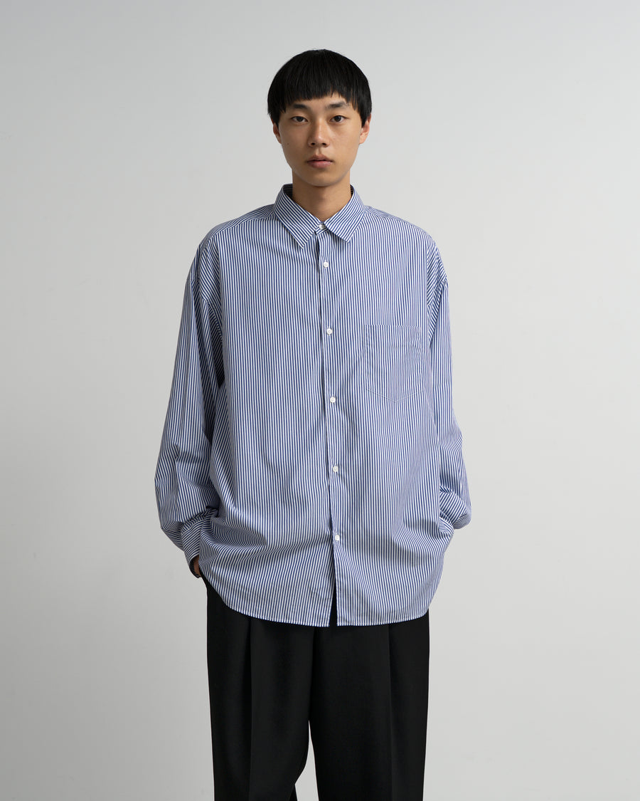 Broad Stripe L/S Oversized Regular Collar Shirt
