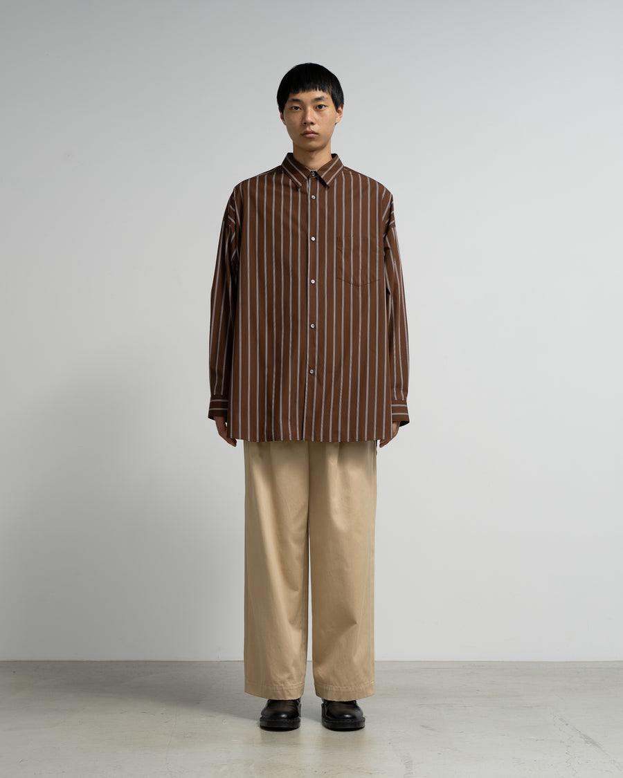 SIDOGRAS Stripe L/S Oversized Regular Collar Shirt