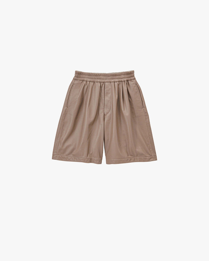 Lamb Leather Track Wide Shorts