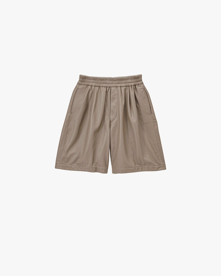 Lamb Leather Track Wide Shorts