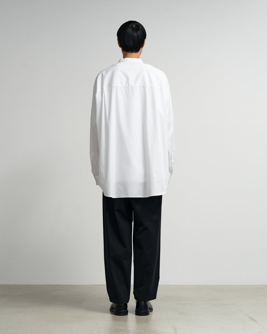 High Count Band Collar Round Cut Oversized Shirt