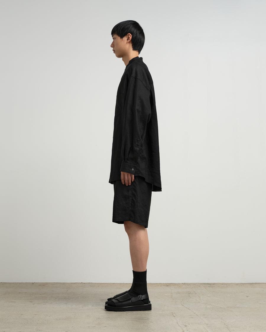 Linen L/S Oversized Band Collar Shirt – Graphpaper