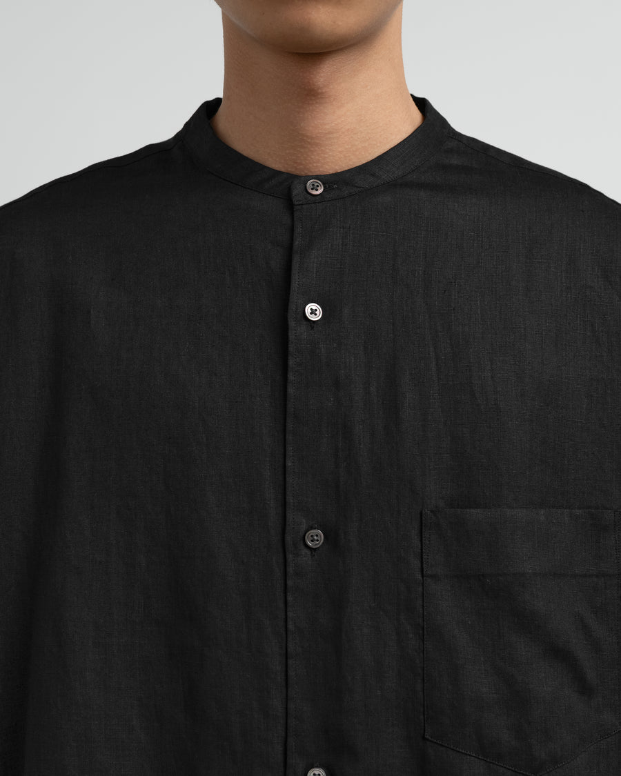Linen L/S Oversized Band Collar Shirt – Graphpaper