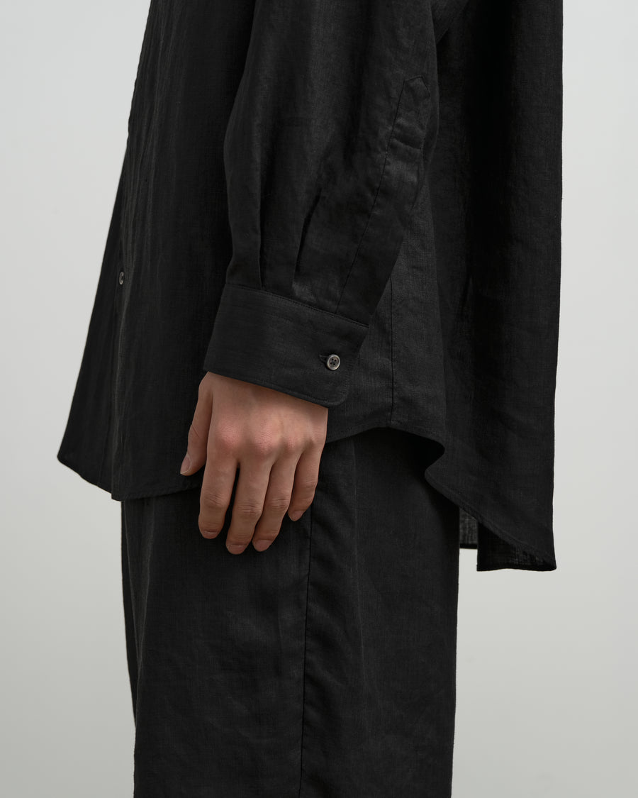 Linen L/S Oversized Band Collar Shirt – Graphpaper