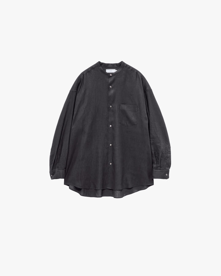 Linen L/S Oversized Band Collar Shirt