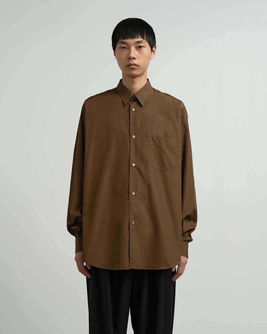 graphpaperコットン100%長袖シャツ ブラウン ALUMO for Graphpaper Regular Collar Shirt