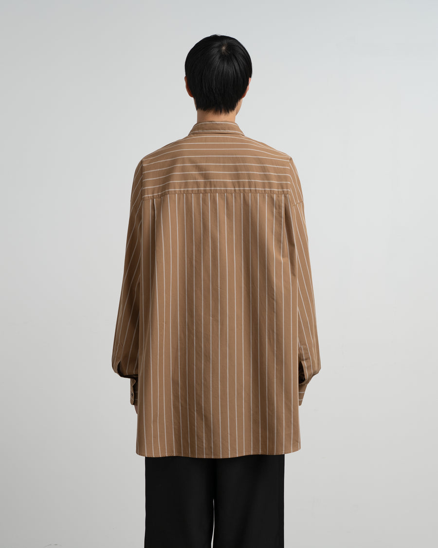 Graphpaper SIDOGRAS ストライプ 半袖 シャツ SIDOGRAS Brown Stripe L/S Oversized Regular Collar Shirt – Graphpaper