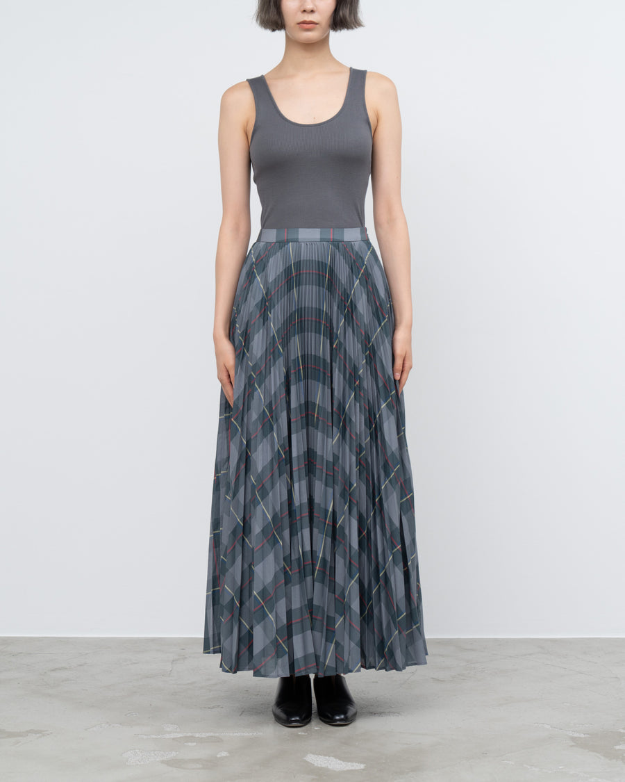 -SALE- Sheer Check Pleats Skirt