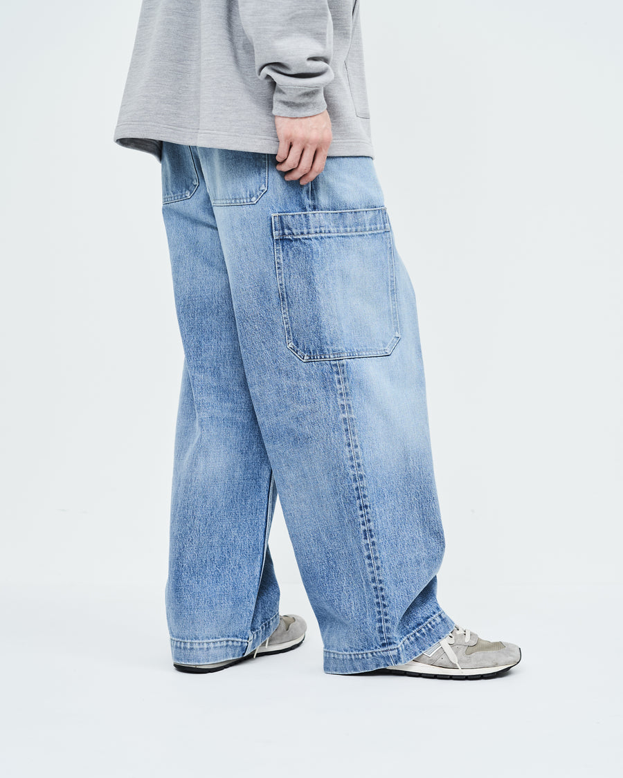 Selvage Denim Cargo Pants-LIGHT FADE-