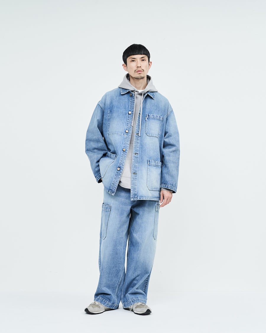 Selvage Denim Cargo Pants-LIGHT FADE-
