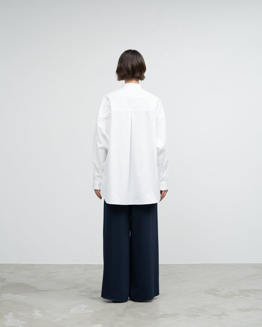 High Count Broad L/S Oversized Band Collar Shirt