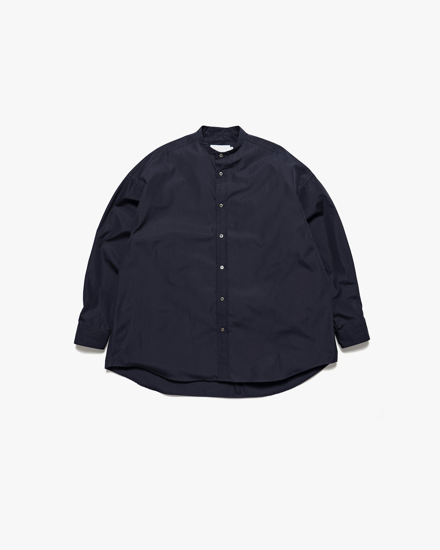 High Count Broad L/S Oversized Band Collar Shirt