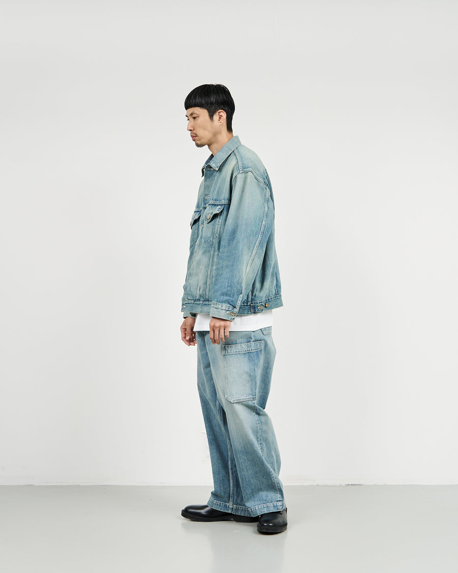 Selvage Denim Trucker Jacket-LIGHT FADE-