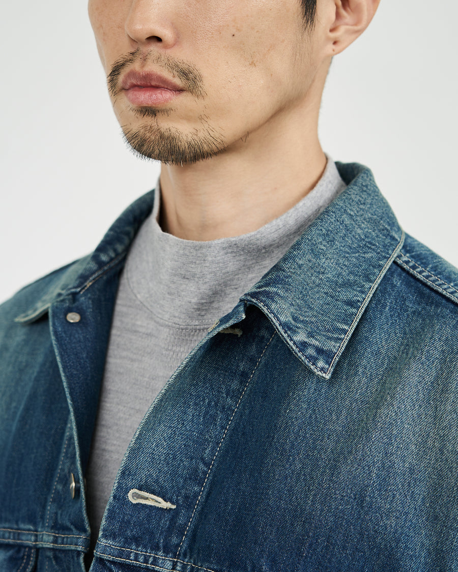 Selvage Denim Trucker Jacket-DARK FADE-