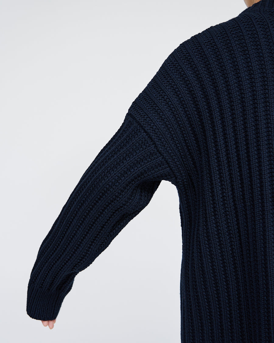 CREW NECK OPEN RIB SWEATER