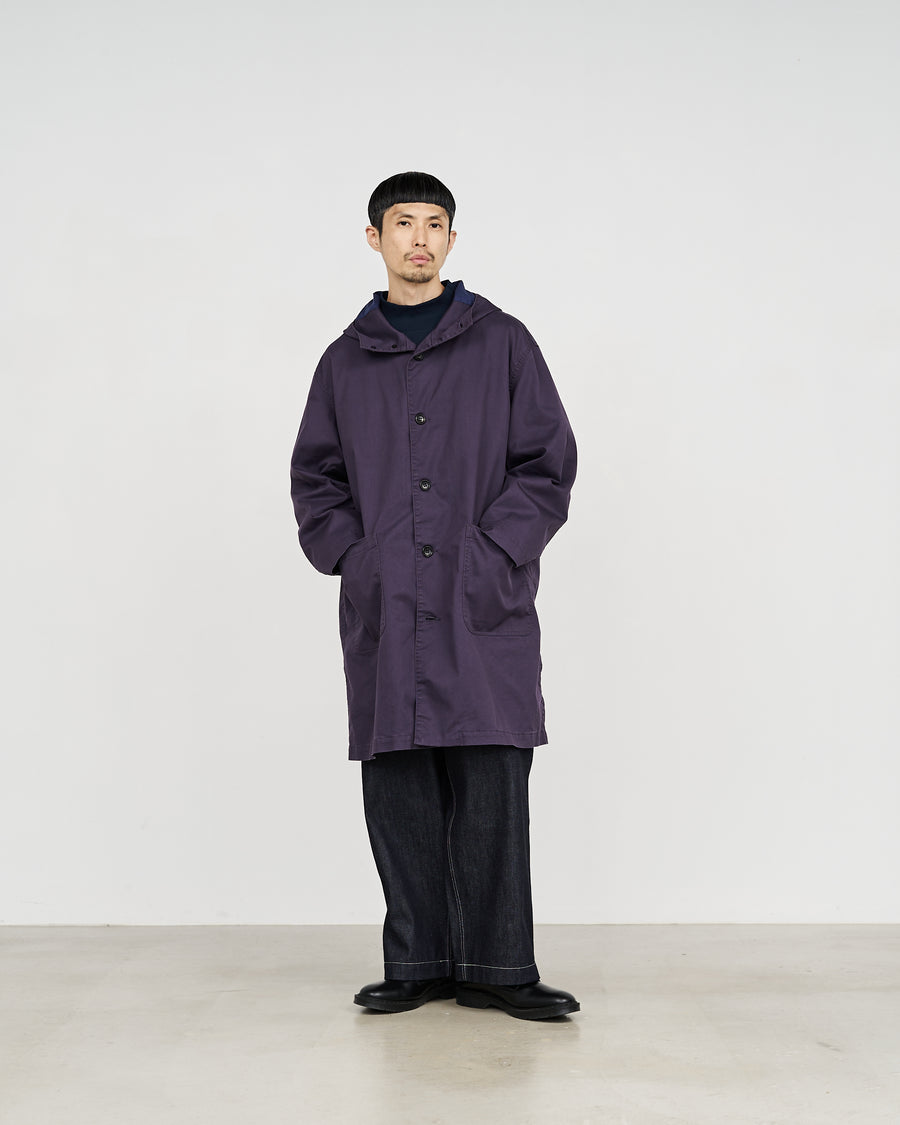 -SALE- Pigment Drill Oversized Hooded Coat