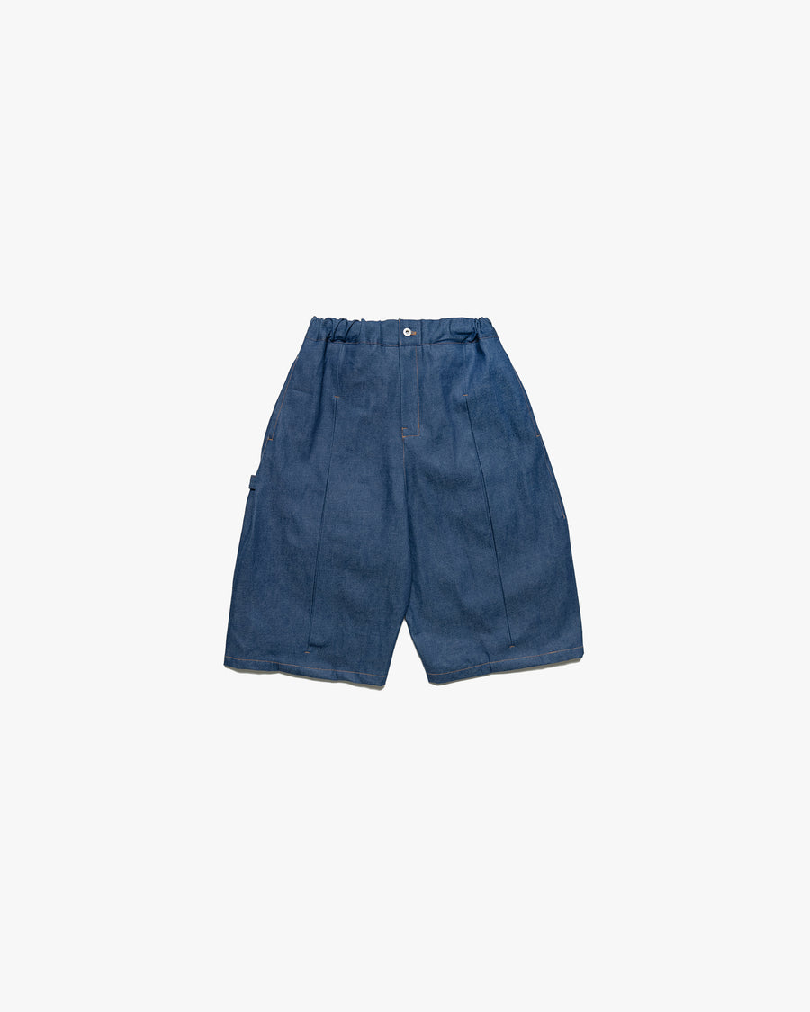 BOX PLEAT DENIM SHORTS