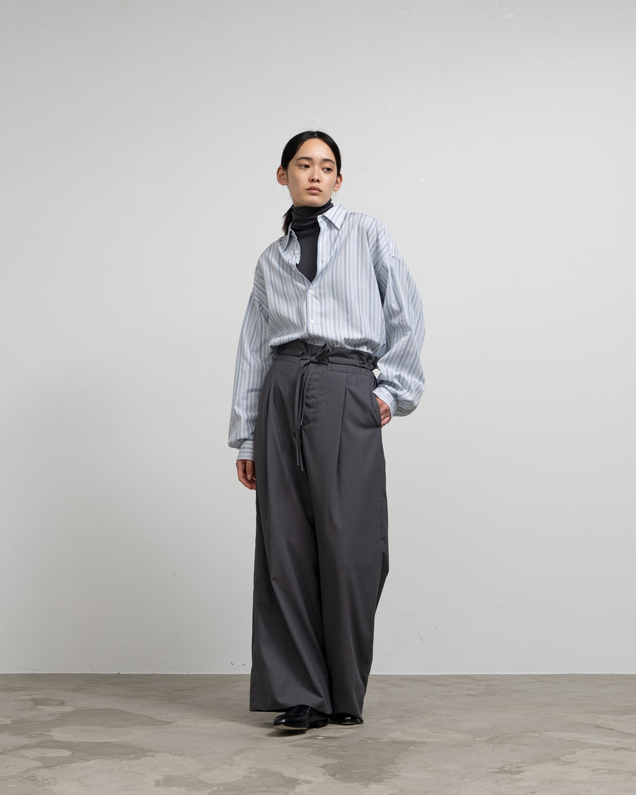 Wooly Cotton Twill Drawstring Wide Pants