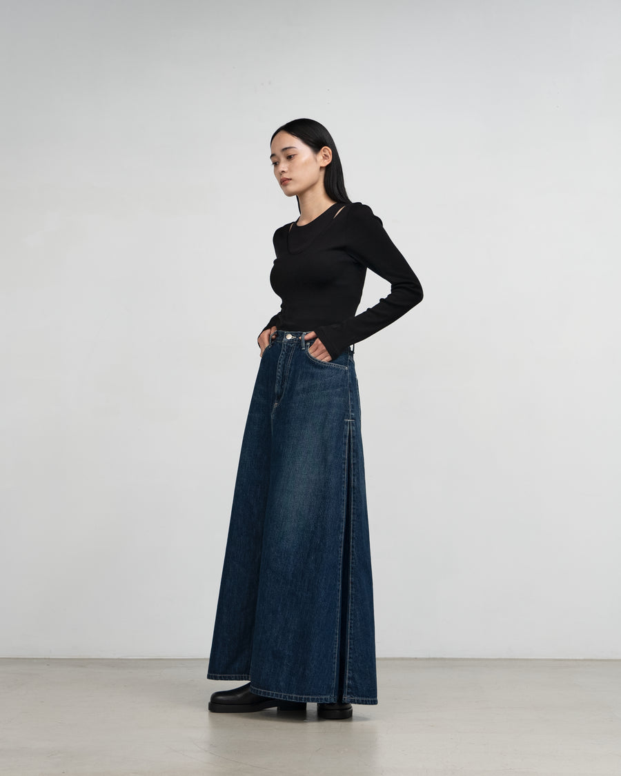 Selvage Denim Skirt-DARK FADE-