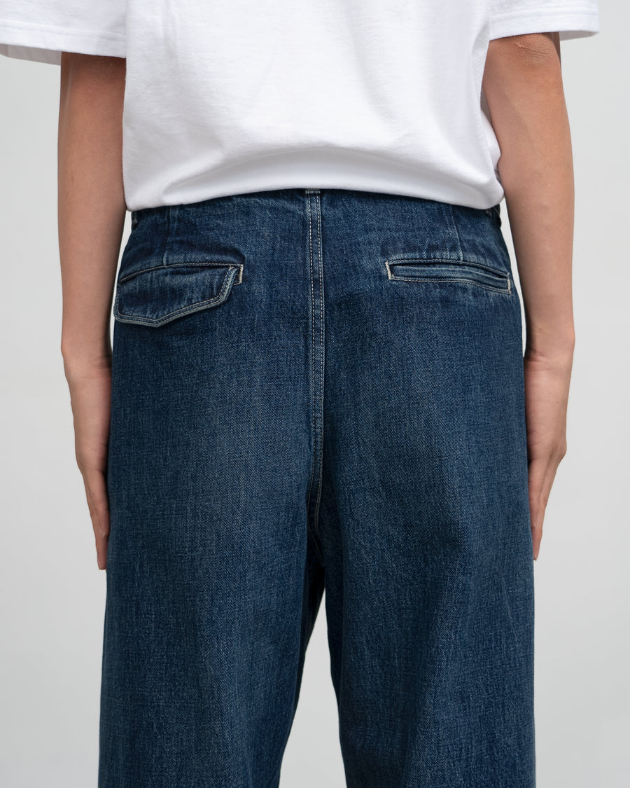 Selvage Denim Two Tuck Tapered Pants-DARK FADE-