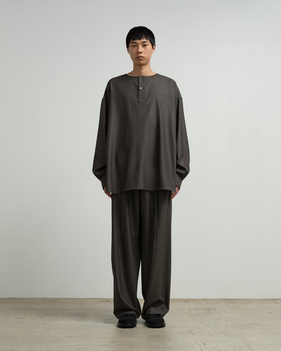 Melange Matt Worsted Collarless Shirt – Graphpaper