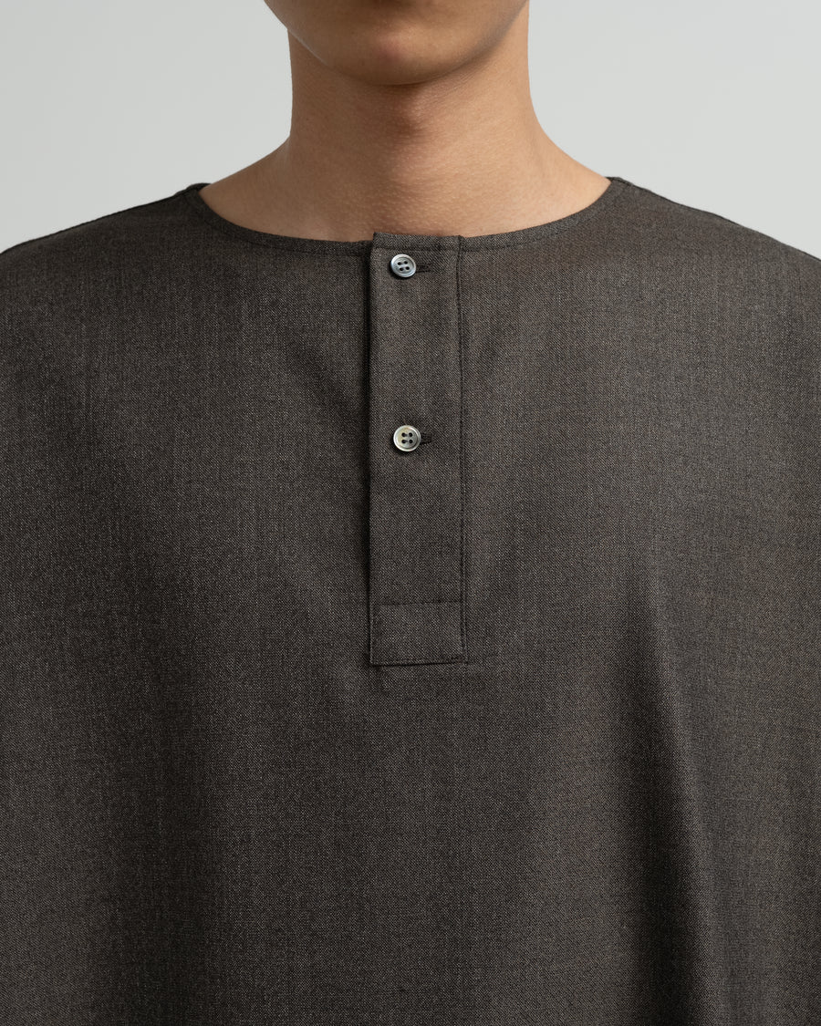 Melange Matt Worsted Collarless Shirt – Graphpaper