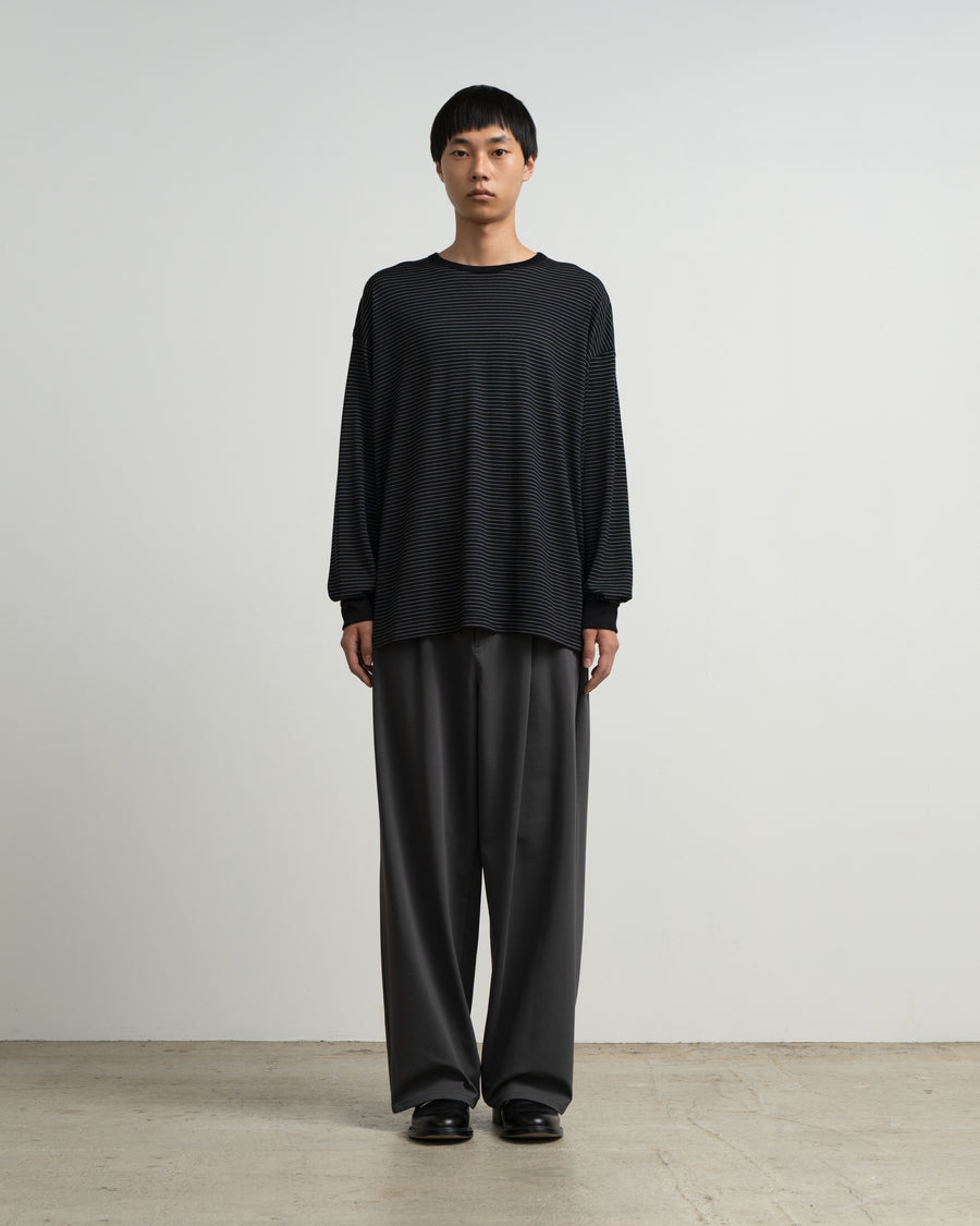 Graphpaper wool borderT ブラック 2 Fine Wool Border L/S Crew Neck Tee – Graphpaper