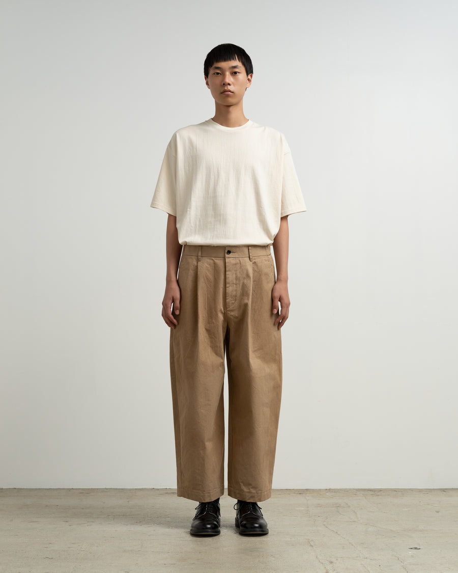 Brown Cotton Chino Wide Tapered Trousers – Graphpaper