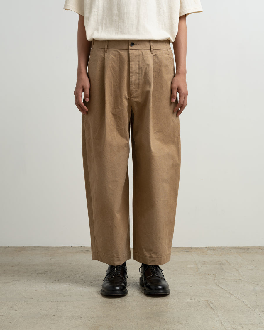 Brown Cotton Chino Wide Tapered Trousers – Graphpaper