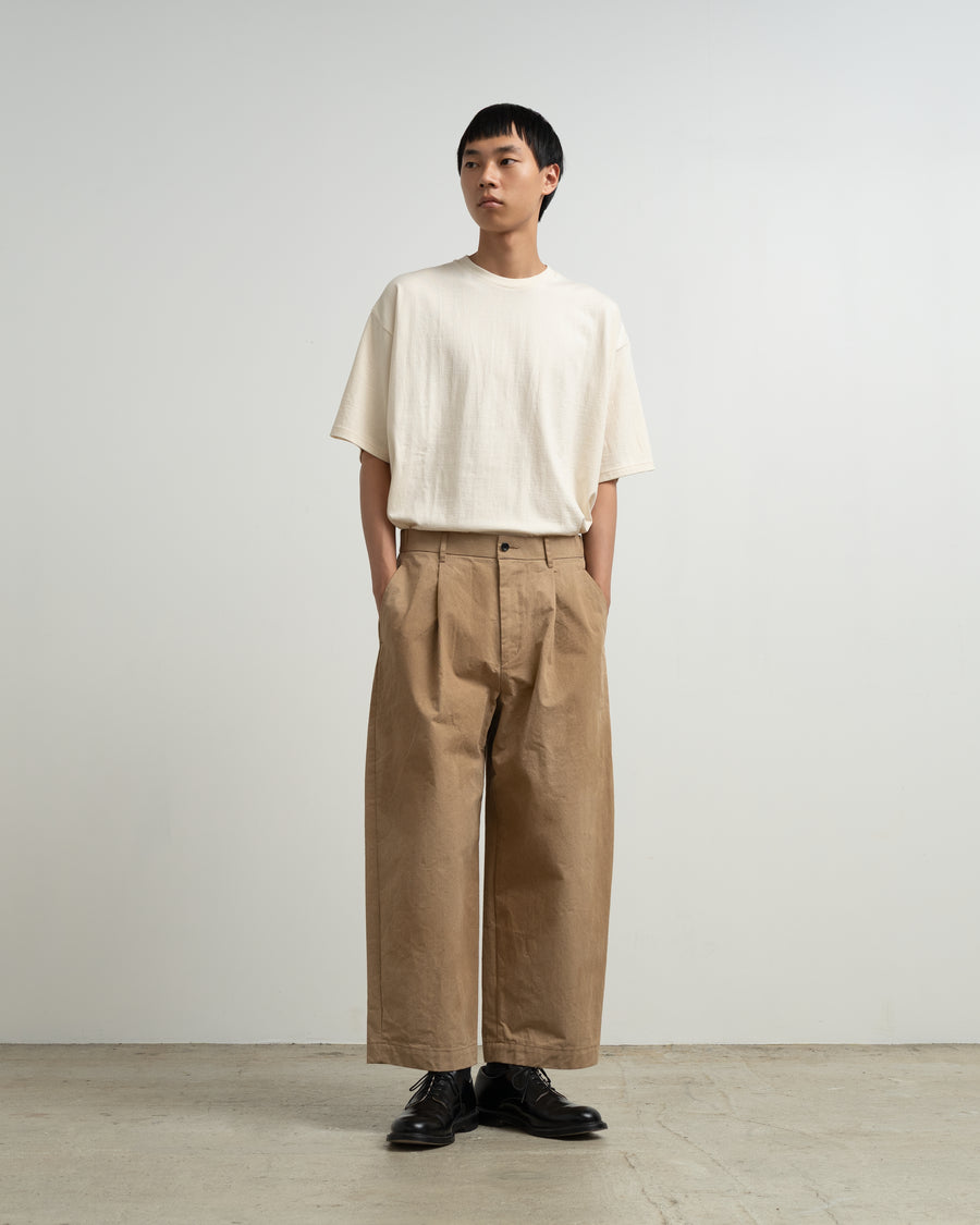 Brown Cotton Chino Wide Tapered Trousers – Graphpaper