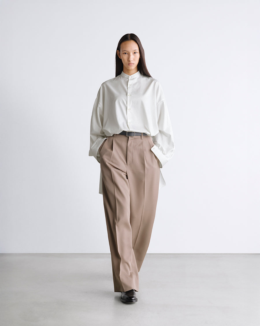 Silicon Poplin Deep Slit Band Collar Shirt – Graphpaper