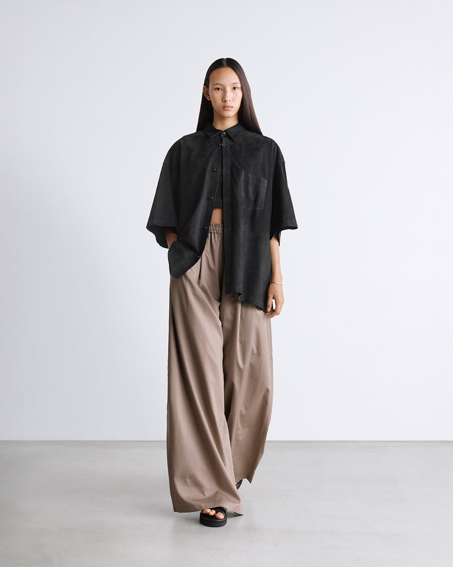 Cow Nubuck Leather S/S Oversized Regular Collar Shirt – Graphpaper