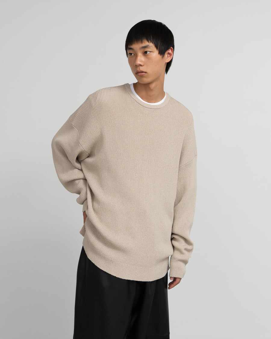 Linen Solotex Loose Rib Crew Neck